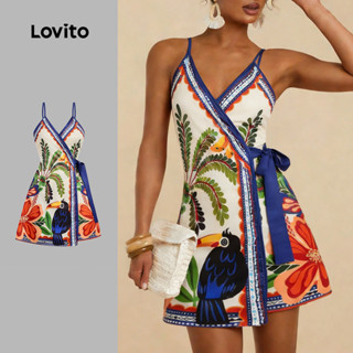 Lovito Vestido Boho com cinto vestido primavera/verão para mulheres LBL32241 em Oferta na Shopee