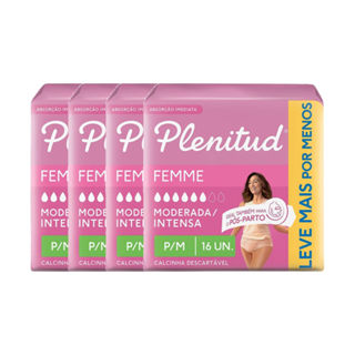 Kit 4 Roupa Íntima Plenitud Femme Tamanho P/M 16 Unidades em Oferta na Shopee