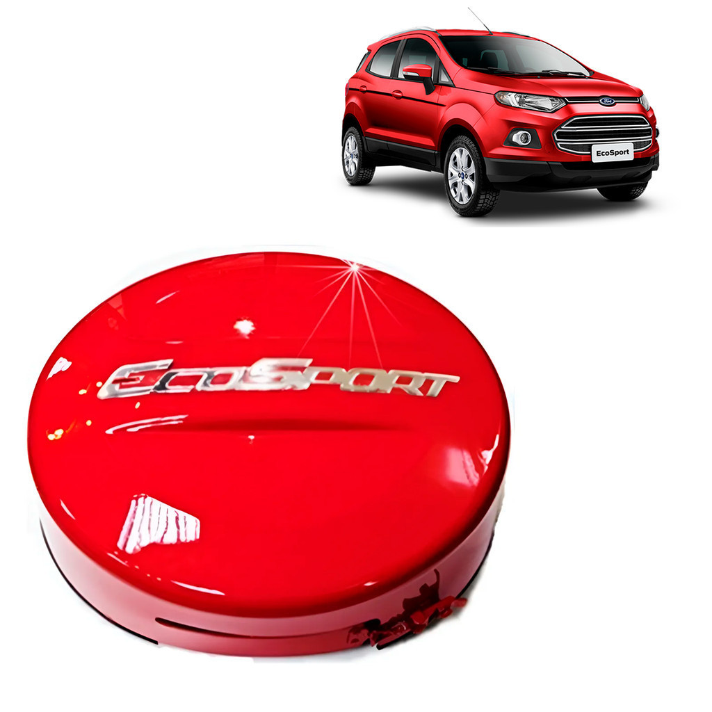 Capa De Estepe Rígida Com Cadeado Para Ford New Ecosport 2021 Até 2023 Aro 15/16/17  Capa De Pneu Cor Vermelho Arpoador