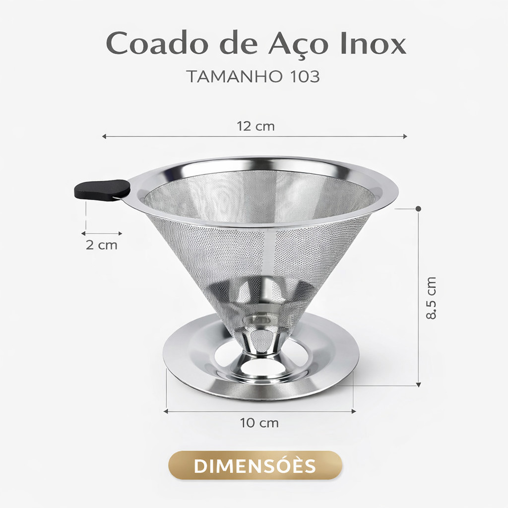 Café Filtro Coador Inox 103 Extra Reutilizável  GRANDE GRANDE 12x8.5 cm Não precisa de papel em Oferta na Shopee