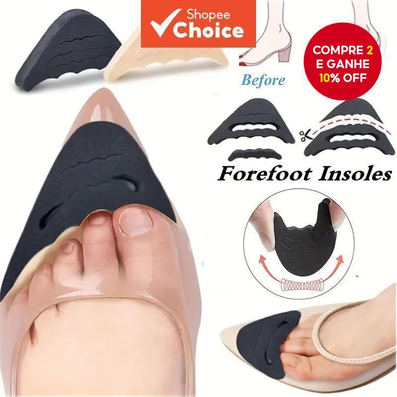 2 Pares De Palmilhas Femininas De Salto Alto | Almofadas Confortáveis Do Antepé Para Alívio Da Dor E Ajuste De Tamanho