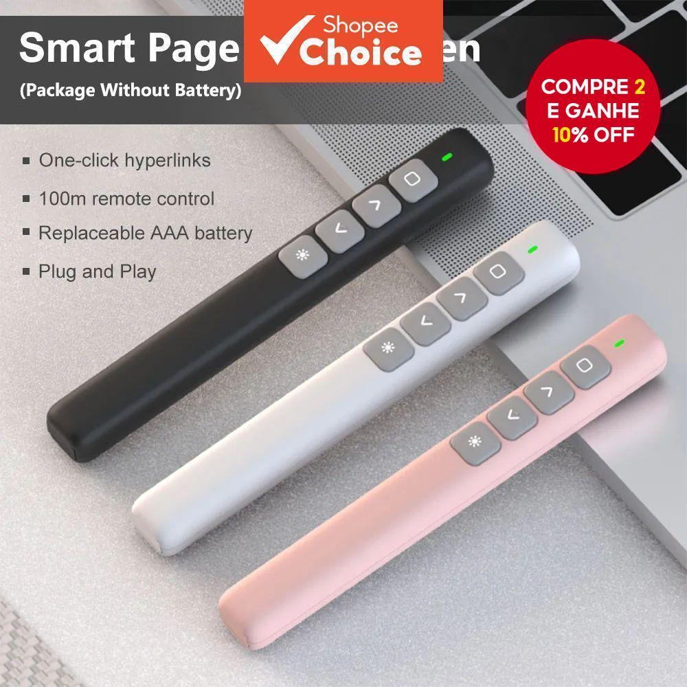 Caneta de apresentação sem fio 2.4GHz para PowerPoint com receptor USB RF, controle remoto de apresentação flip,