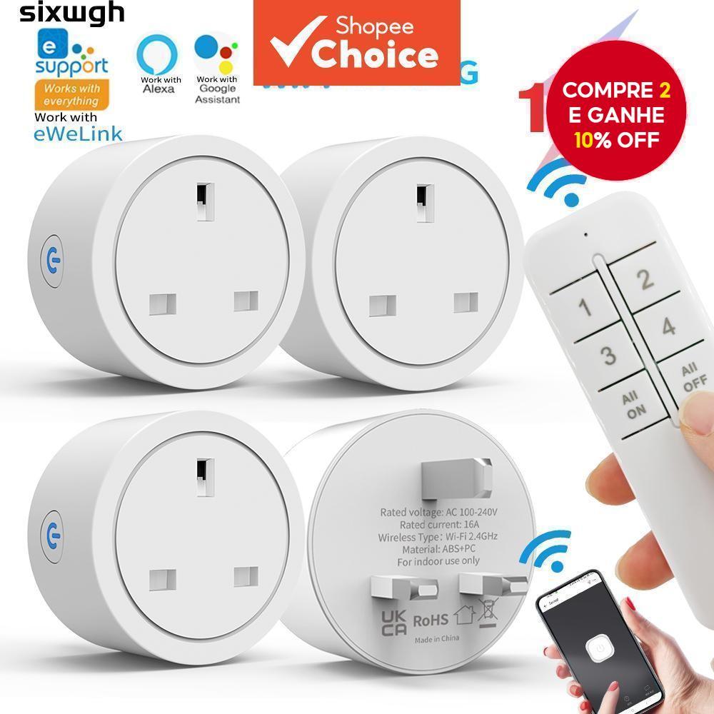Tomada Inteligente Wi-Fi , Controle Remoto , Plugue Reino Unido Para Aplicativo eWelink Com Alexa , Google Home