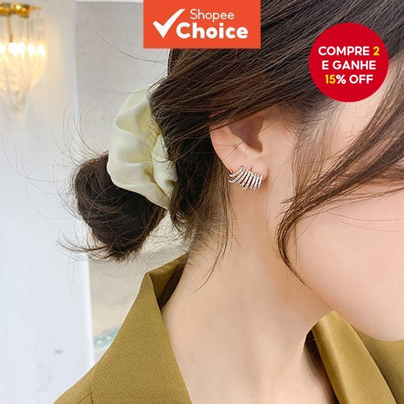 Brincos De Diamante Banhados A Ouro Para Mulheres , Estilo Coreano , Festa , Casamento , Ideia De Presente em Oferta na Shopee