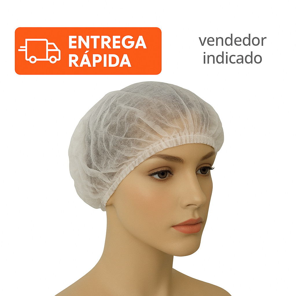 Touca Descartável Sanfonada Branca 100 Unidades Hospital Clínica Cozinha Estética