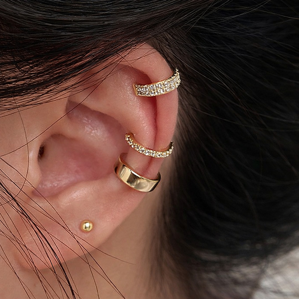 Piercing Joia Fake Orelha com Garantia Brinco Pressão Argola Falso Cravejado Banhada Ouro 18k Prata 925