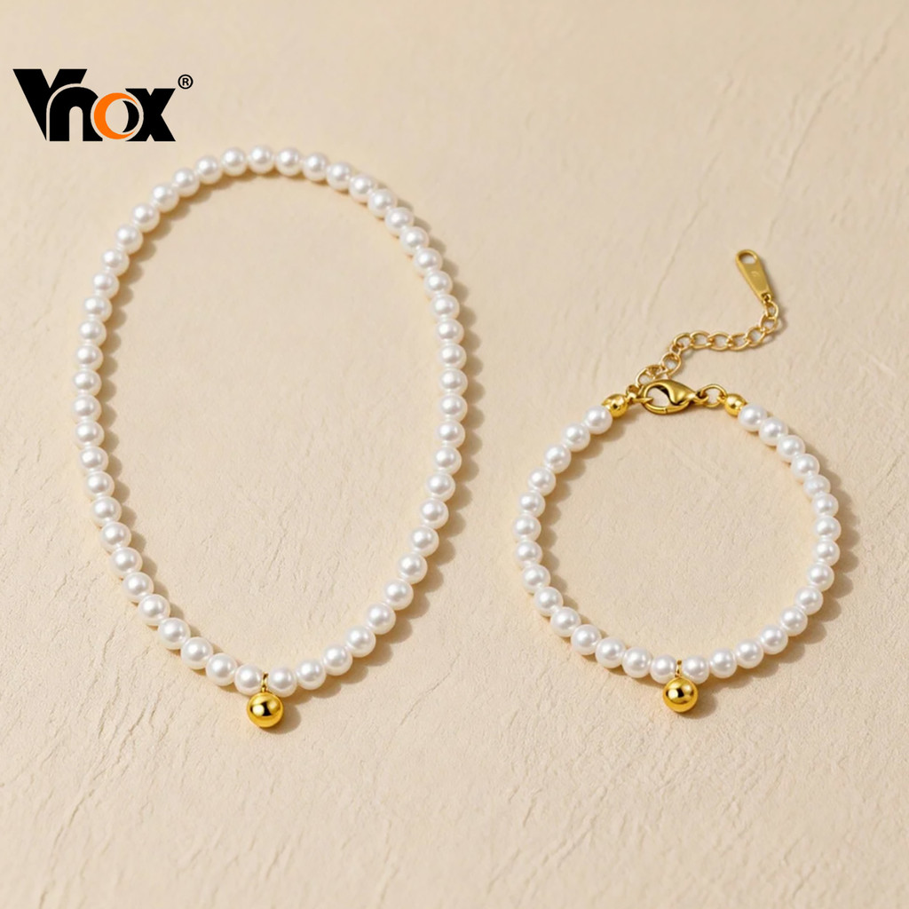 Colar Com Pingente De Pérola Vnox Para Mulheres E Meninas , Luz De Luxo Clássico Elegante Corrente De Pérolas Joias Pres