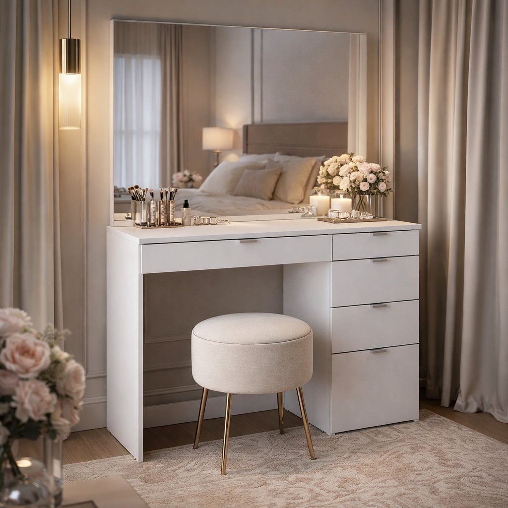 Penteadeira 5 Gavetas 1 Divisor Linden  Branco em Oferta na Shopee