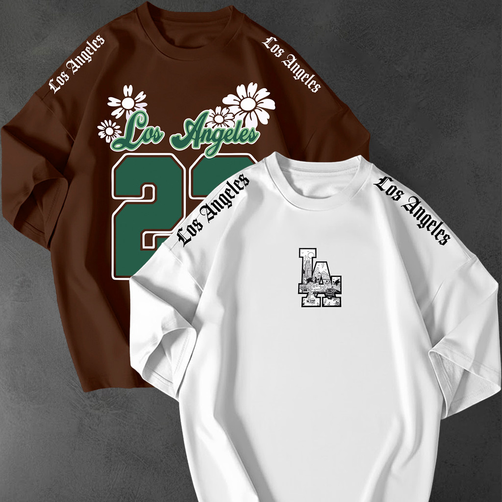 Kit 2 Camisetão Oversized Streetwear Los Angeles 23 Urbana Unissex Algodão Academia Casual Gringa 
