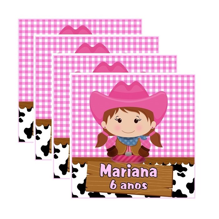 12 Rótulo Adesivos 9cm Fazendinha Menina para Sacolinha Surpresa Lembrancinha De Aniversário tag