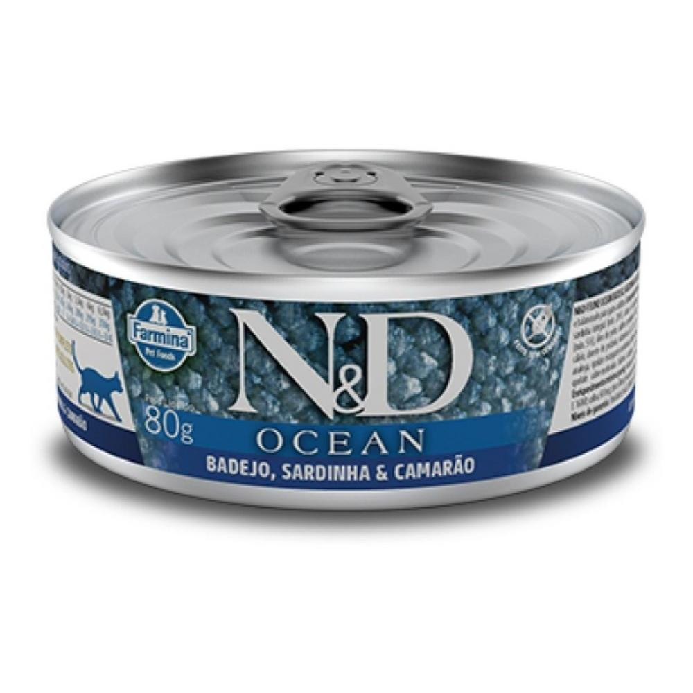 N&D Ocean para Gatos Adultos de Todas as Raças Sabor Atum, Sardinha e Camarão 70g em Oferta na Shopee
