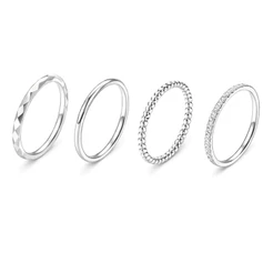 kit 4 anéis prata 925 sunshine Brilhantes feminino banho ouro 18k delicado