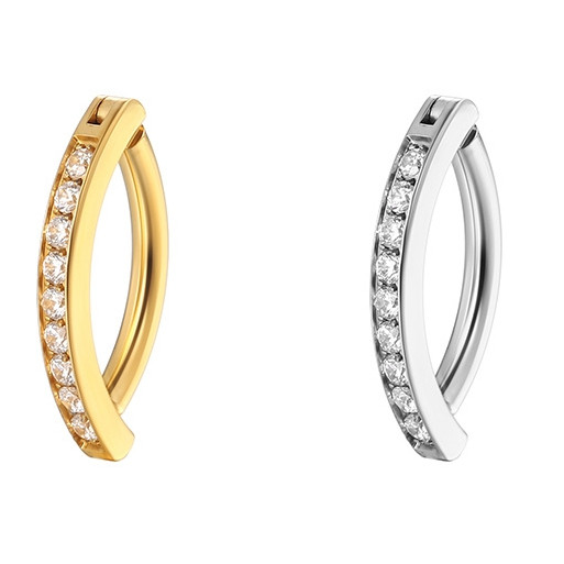 Piercing Argola Para Umbigo Aço Cirúgico Pvd Clik 1 Fileira Zircônia Piercing de Umbigo Argola em Oferta na Shopee
