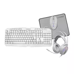 Combo Gamer Mancer ORC V2 4x1: Teclado ABNT2, Mouse 6400DPI, Mousepad, Headset 40mm, Branco