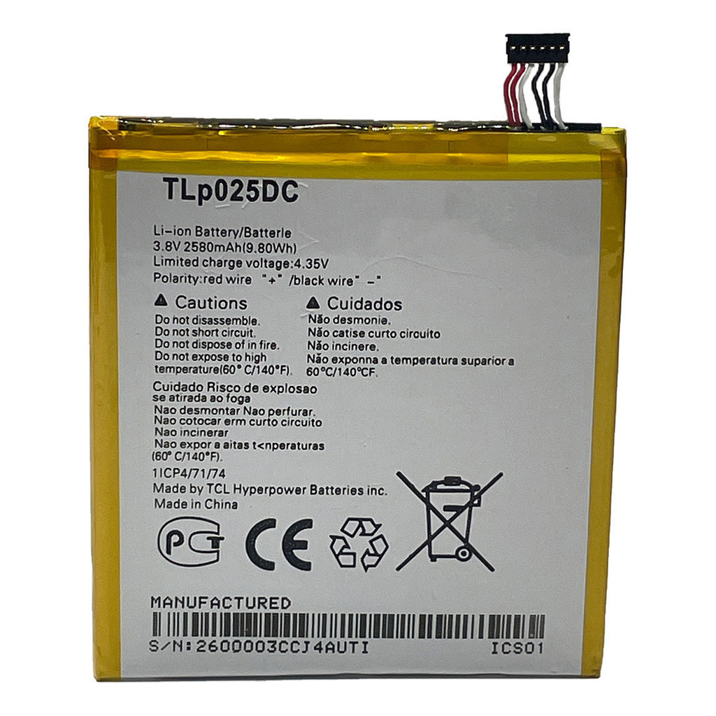 Bateria modelo compatível TLP025DC para Alcatel One Touch Pixi 4(5.0)/5010/5012/5045