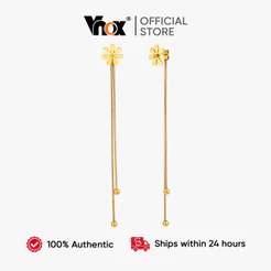 Brincos Longos Com Borla Margarida Em Aço Inoxidável Dourado Vnox – Fios Para Mulheres E Meninas