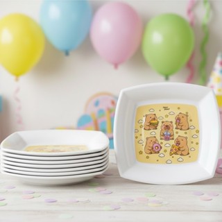 Prato Infantil Quadrado de Plástico Resistente Livre de BPA Capivara 18cm em Oferta na Shopee