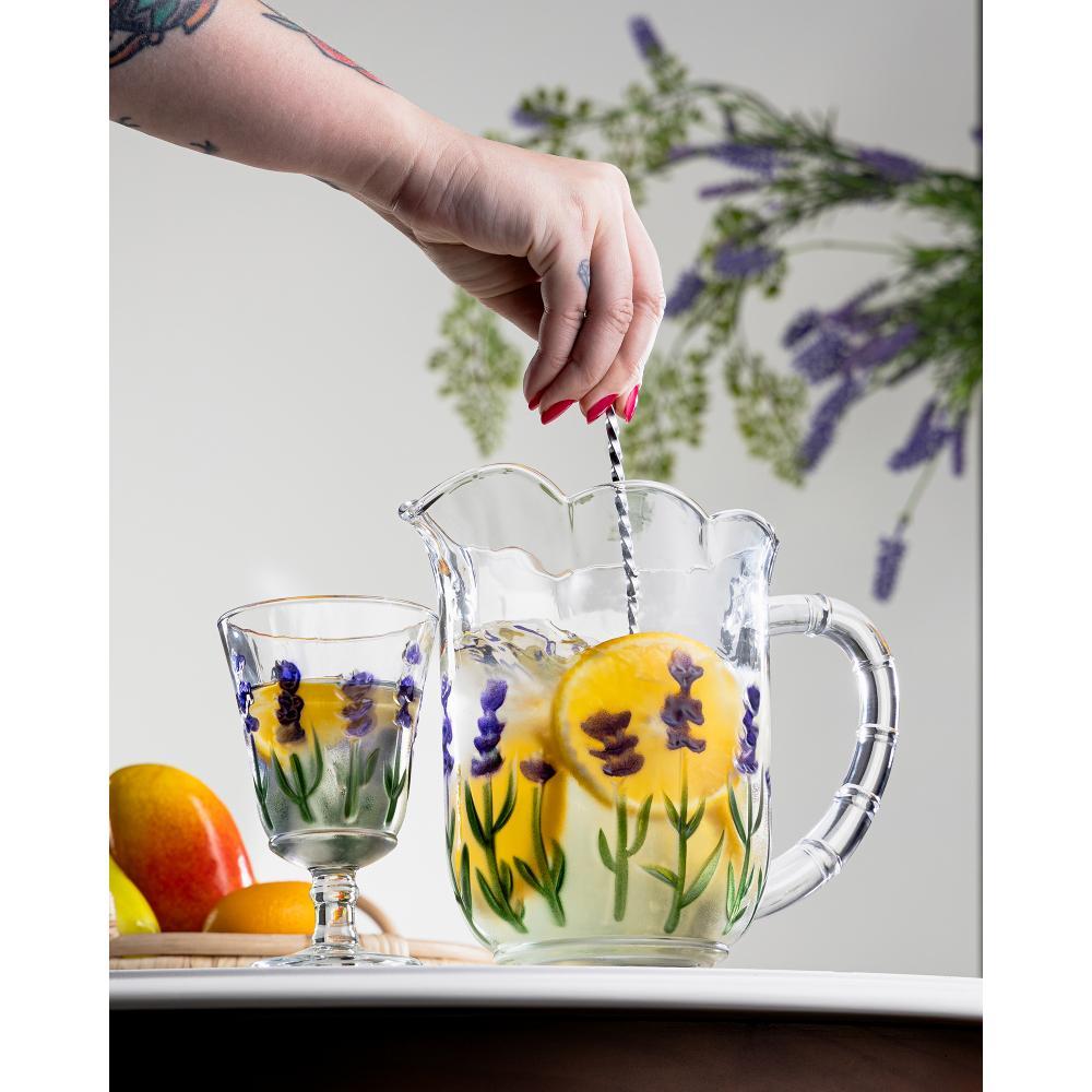 Conjunto Jarra com 6 Taças Lavanda Hand Painting 1,3L/240ml em Oferta na Shopee