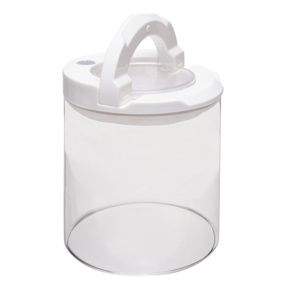 Pote Tampa Plástica Bege 14cm Vidro Boro