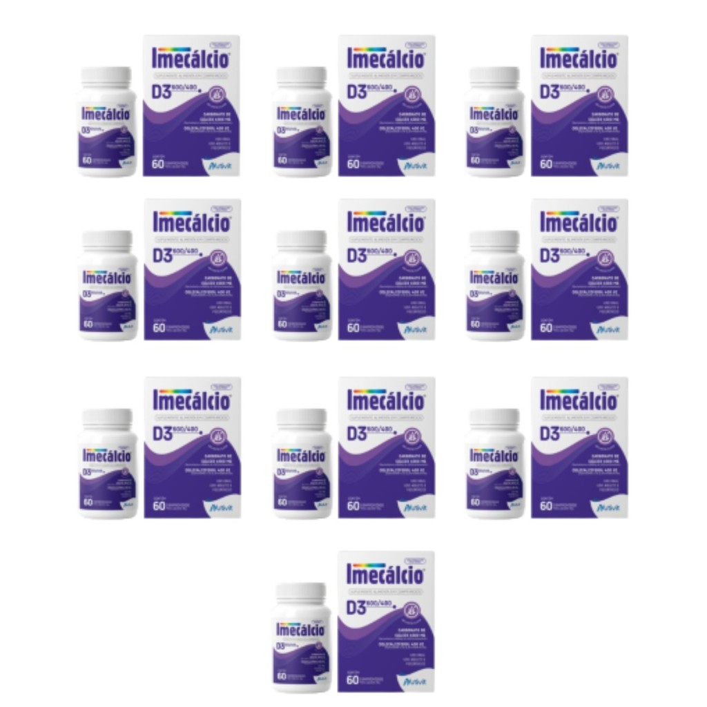 Kit c/10 Imecalcio 600mg + 400ui - Cálcio + Vit D3 - 60 Cpr