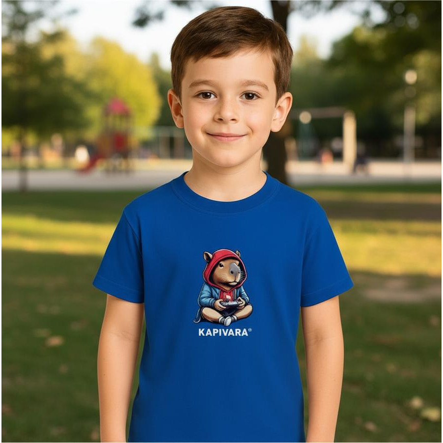 Camiseta Infantil Confortável Estampa Capivara Vídeo Game