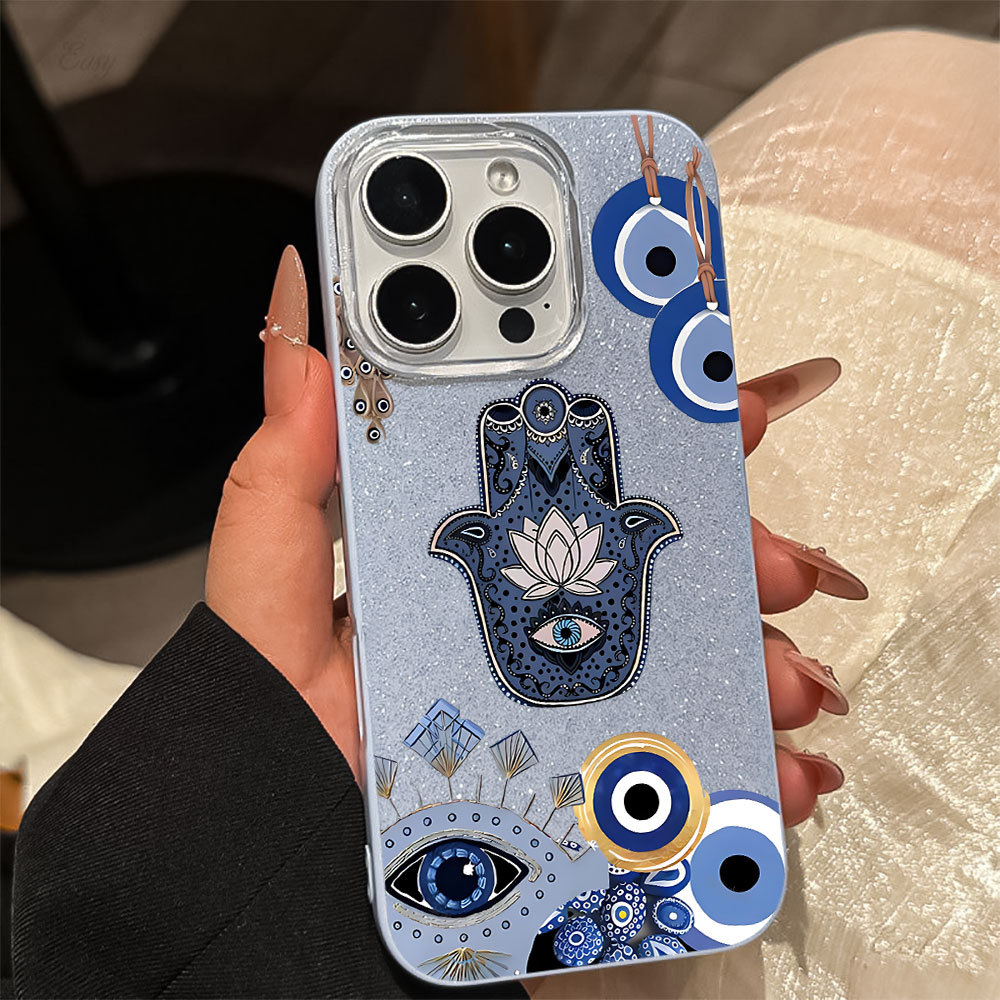 Mãozinha da Sorte Olho Grego Proteção Capa Capinha Para iPhone 17 Ar 16 15 14 Plus 13 12 11 Pro Max XR Normal em Oferta na Shopee