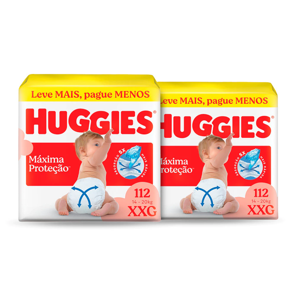 Kit 2 - Huggies Fralda Descartável Máxima Proteção XXG - 112 Un