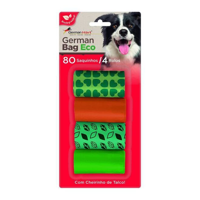 Kit Refil Cata Caca Folhas 4 Rolos 80 Saquinhos Biodegradáveis para Pets
