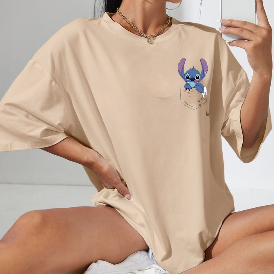 Camiseta Feminina 100% Algodão Camisetão Oversized Estampa Personagens Treino Gym Academia Larga Casual Confortável