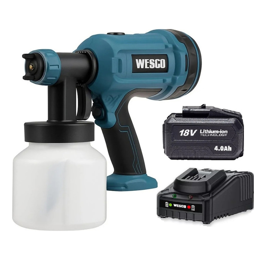 Pistola Para Pintura 18v Bateria 4ah Carreg Wesco WS2342.9