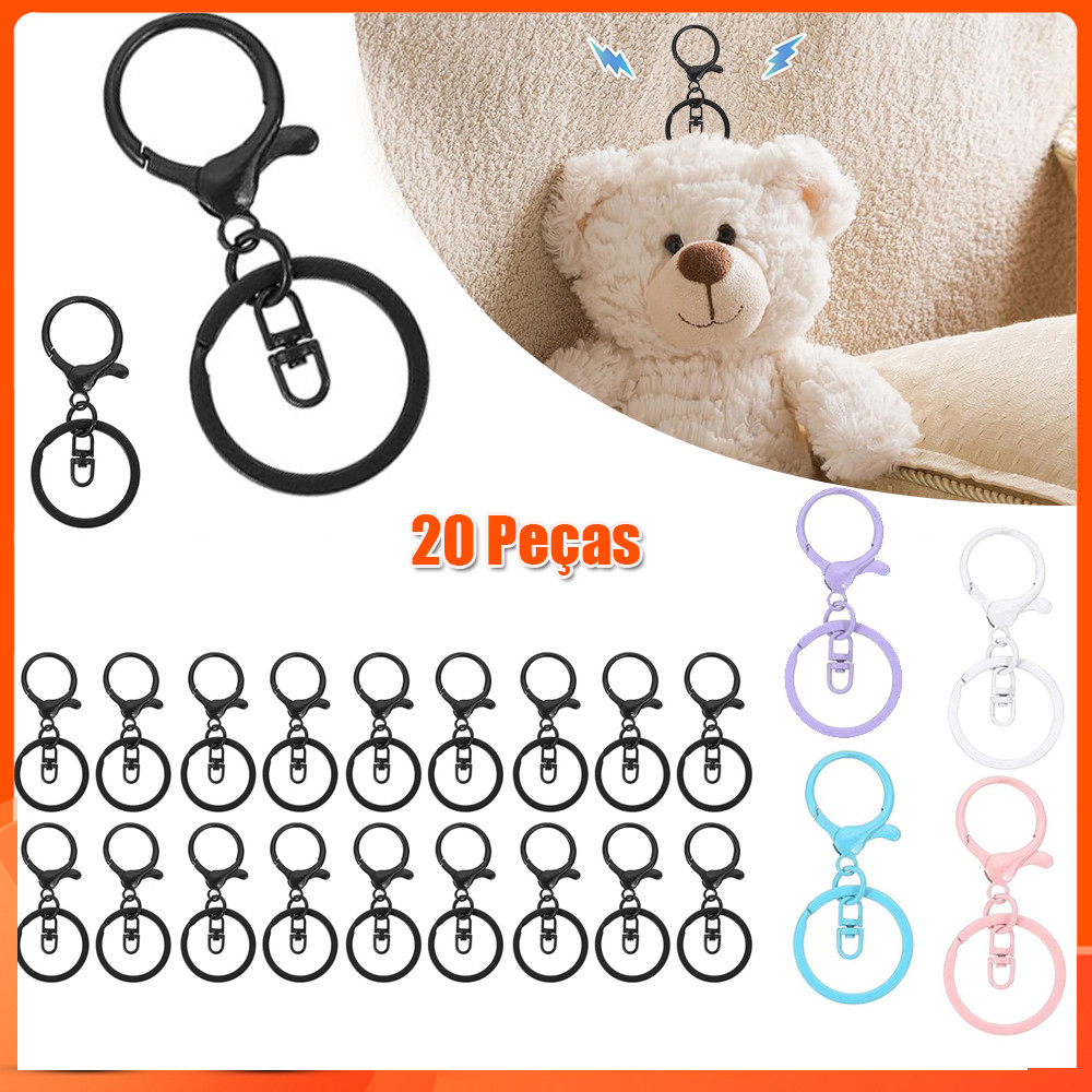 20 peças 30mm Argola para chaveiro de ganchos de chaveiro de faça você mesmo chaveiro joias acessórios de fivela