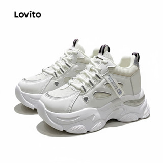 Lovito Tenis Esportivo respirável malha solado grosso elevação interna anti-derrapante alto Pickleball Mulheres LFA57278 em Oferta na Shopee