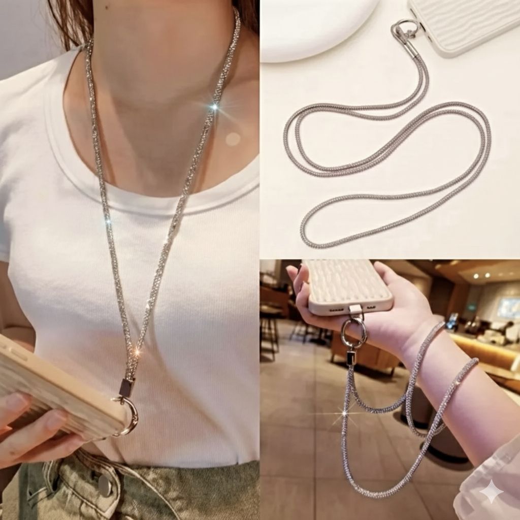 Cordão Antiqueda Para Celular Brilhoso Alça para Celular antifurto da Moda em Oferta na Shopee