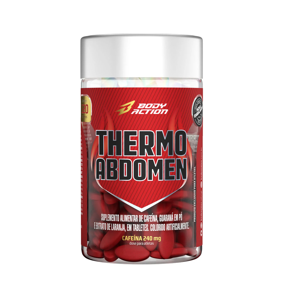 Thermo Abdomen da Body Action com 120 Tabletes 240mg Cafeína em Oferta na Shopee
