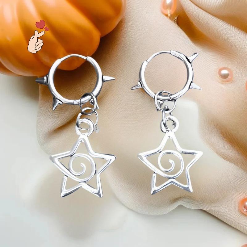 [PEBR] Brincos De Redemoinho De Estrela De Aço Inoxidável Da Moda Coreana , Amuletos Góticos , Rebite Para Mulheres , Jo