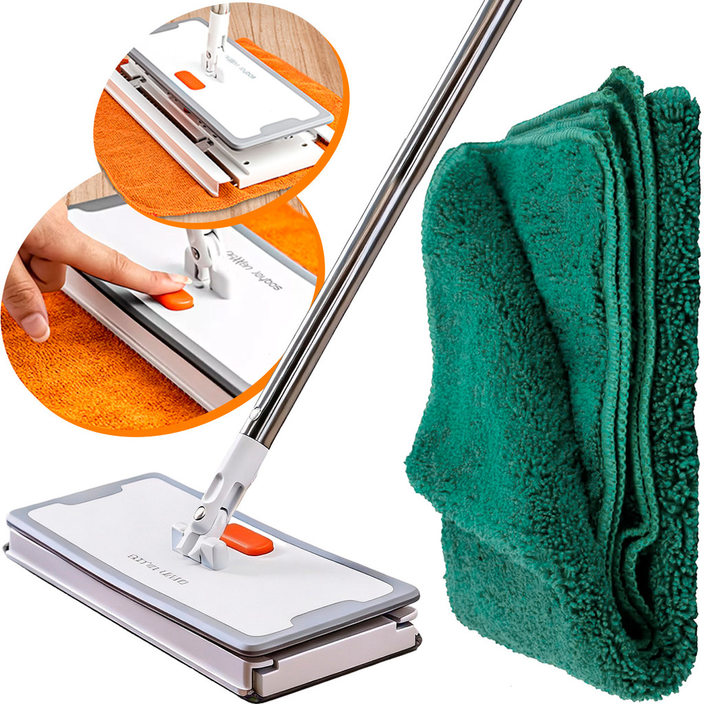 Kit Akora Daxxen Joybos Rodo Mop Limpeza + Pano Magico Limpa Tudo Multiuso Tam 30x30 Verde Escuro
