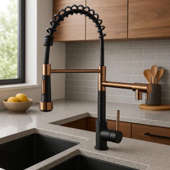 Torneira Cozinha Gourmet Monocomando Rosê Preto Fosco 50 Cm