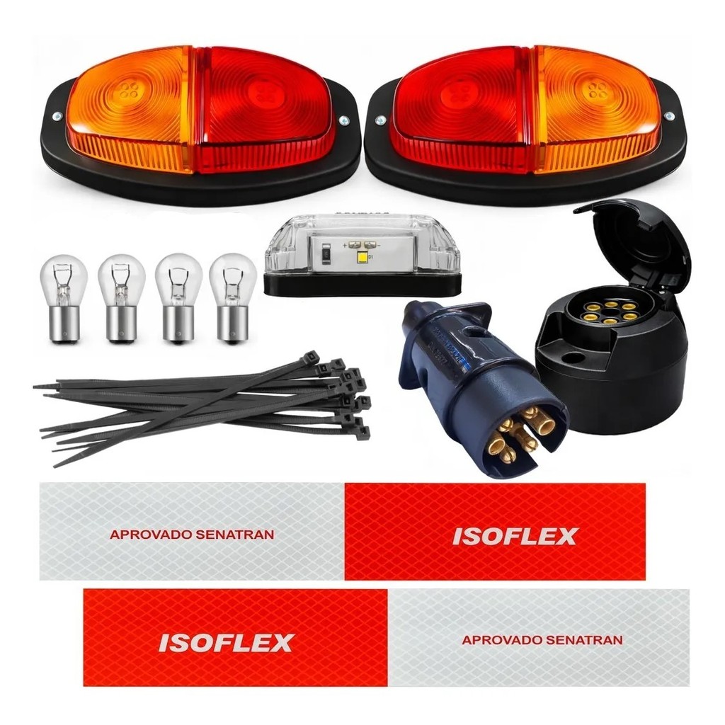 Kit Eletrico Instalação Lanterna Carretinha Reboque Carreta Tomada 6 Polos