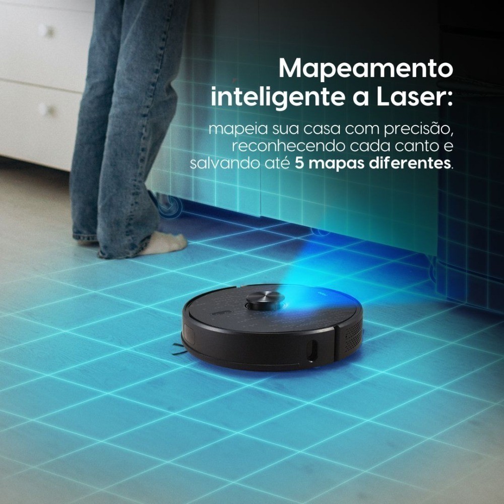 Robô Aspirador - Ropo Smart Laser - Mapeamento a laser 360, passa pano com MOP