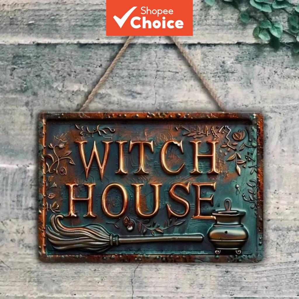 Casa de Bruxa Vintage 2D Rústica Placa Metálica de Parede Decoração de Halloween em Oferta na Shopee