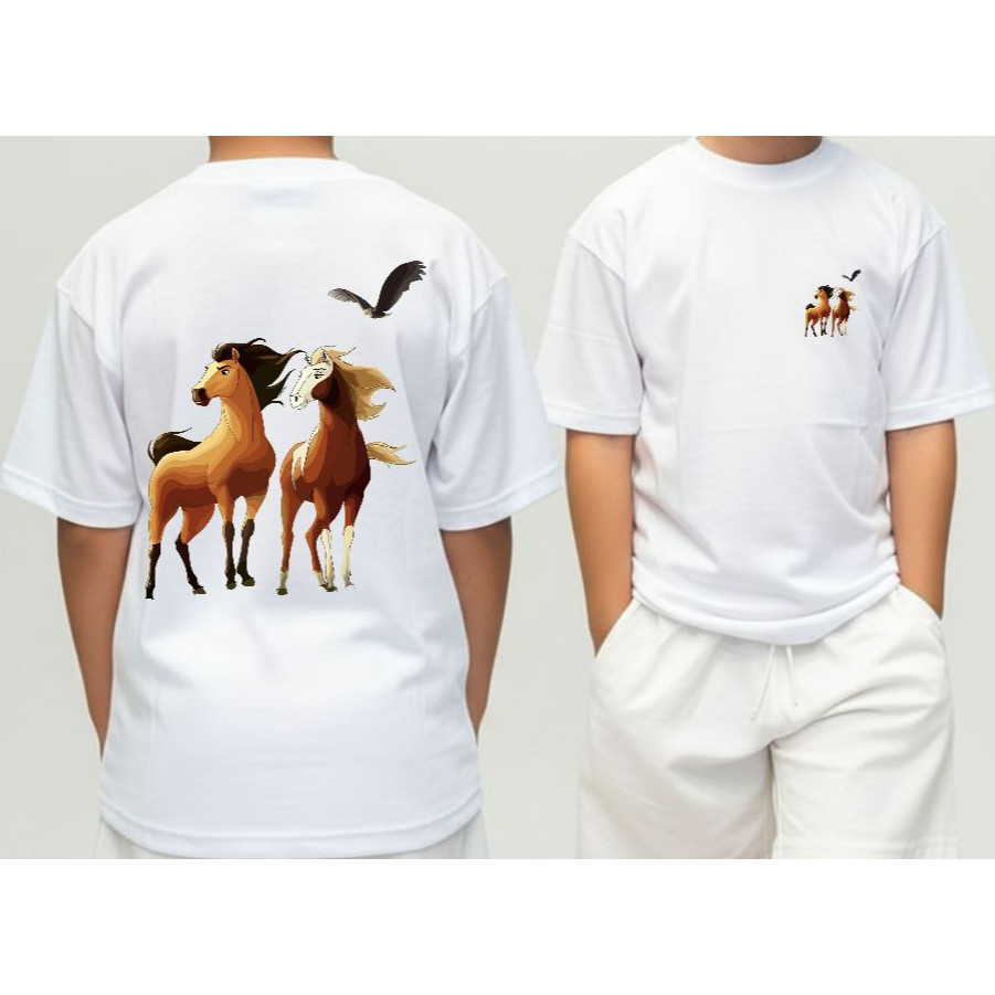 STREETGANG Camiseta Infantil Malha 30.1 100% Algodão Camisa Juvenil Estilosa Divertida Cavalos