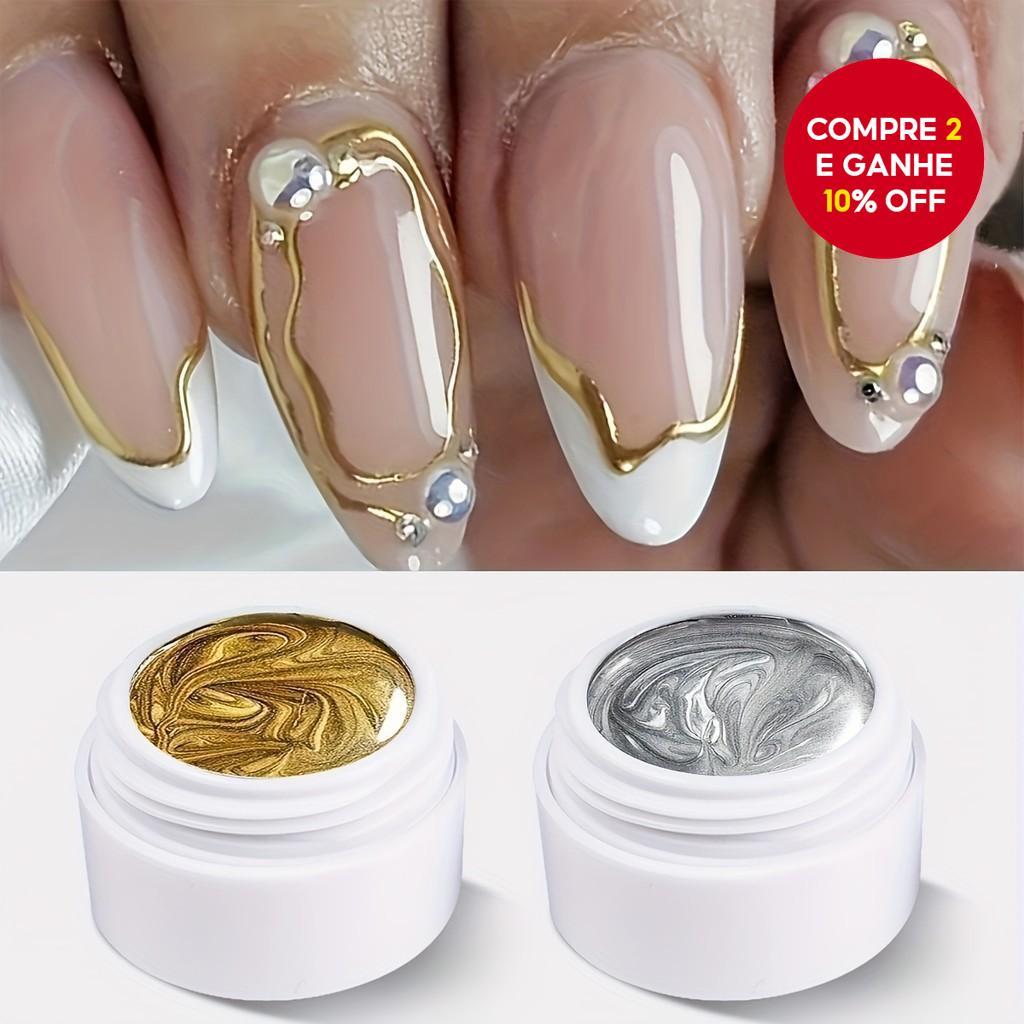 XEIJAYI 2 peças de esmalte gel metálico para unhas, arte criativa, cola elástica, efeito espelho mágico.