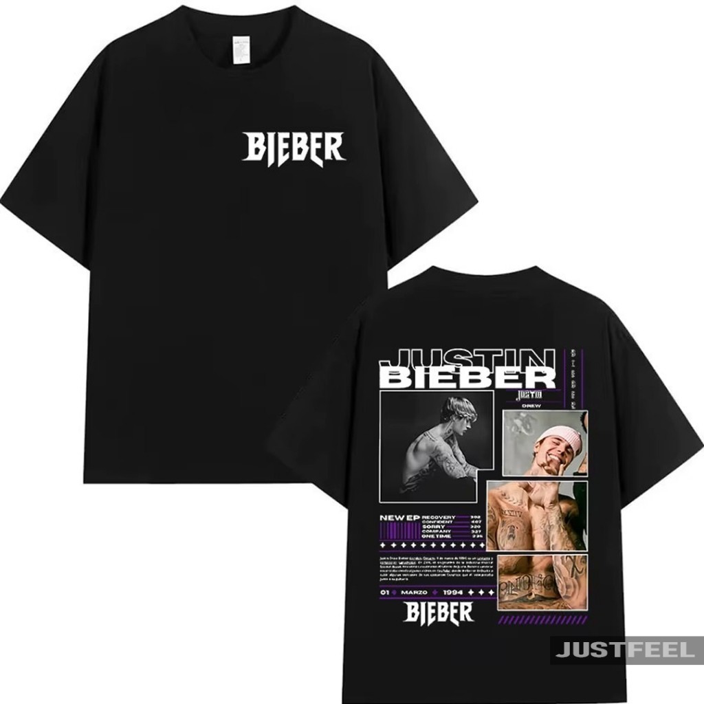 Camiseta Oversized Masculina Streetwear Justin Bieber Estampa Frontal E Traseira 100% Algodão Gola Redonda Unissex em Oferta na Shopee