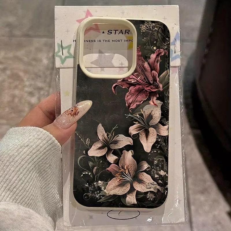 Retro Lírio Padrão Caso De Telefone Para Samsung A36 A55 A35 A06 A15 A54 A56 A26 4G A25 A52 A16 A34 A53 Silicone Capa