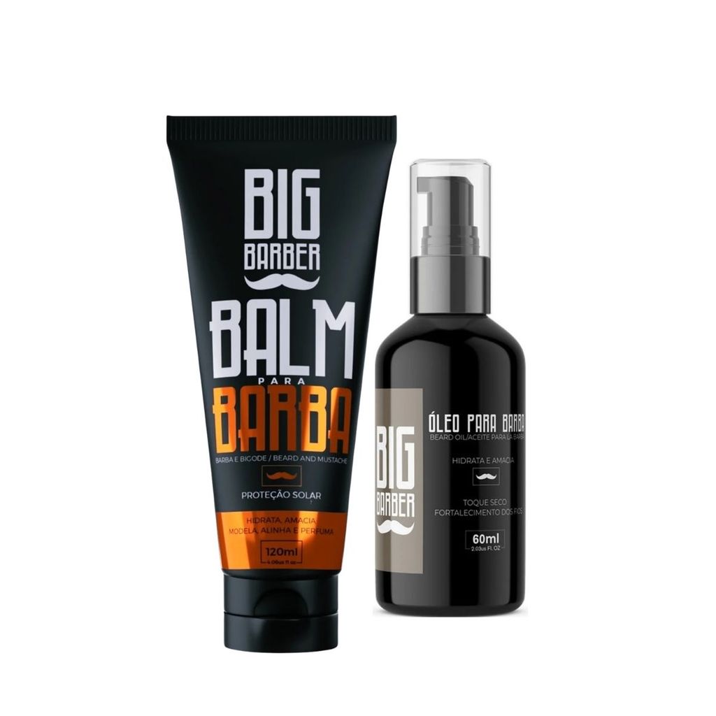 Kit Balm 120ml E Óleo 60ml Para Barba Hidratante Big Barber