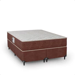 Cama Box Casal Bipartido + Colchão Prime Espuma D45 Marrom