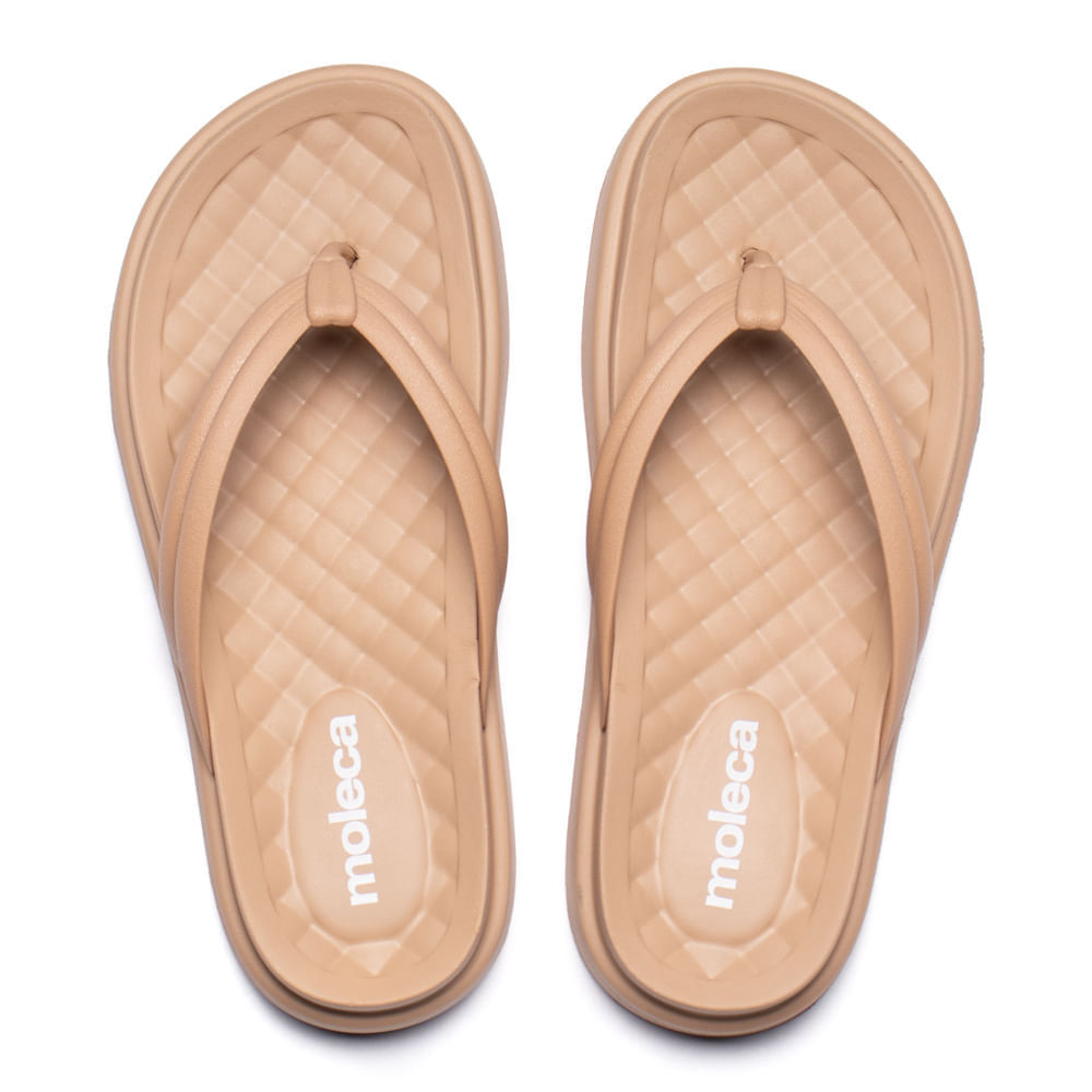 Chinelo Feminino Moleca Tira De Dedo Flatform Nude em Oferta na Shopee