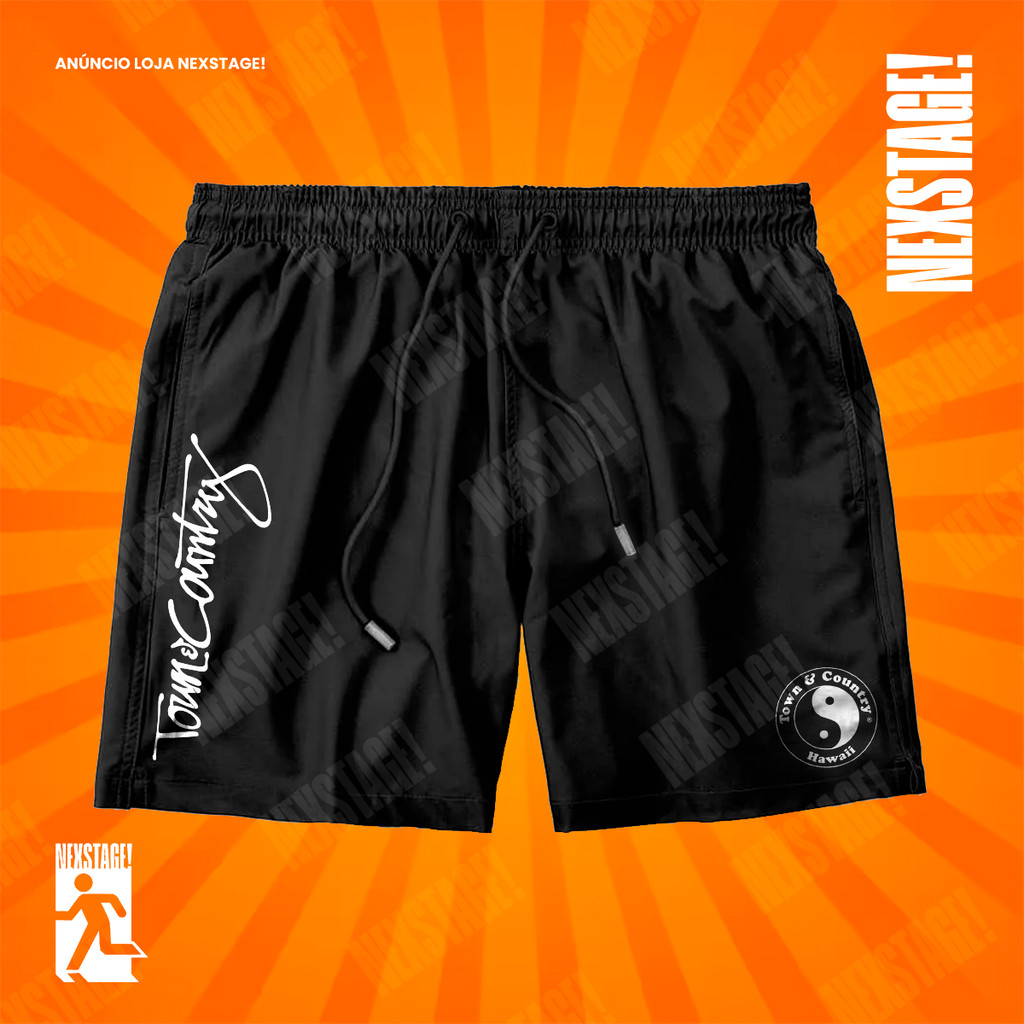 Bermuda Tactel Town Country Escrita Yin Yang Short Mauricinho Mandrake Chave Confortável Com Elastano Ideal Para Lazer