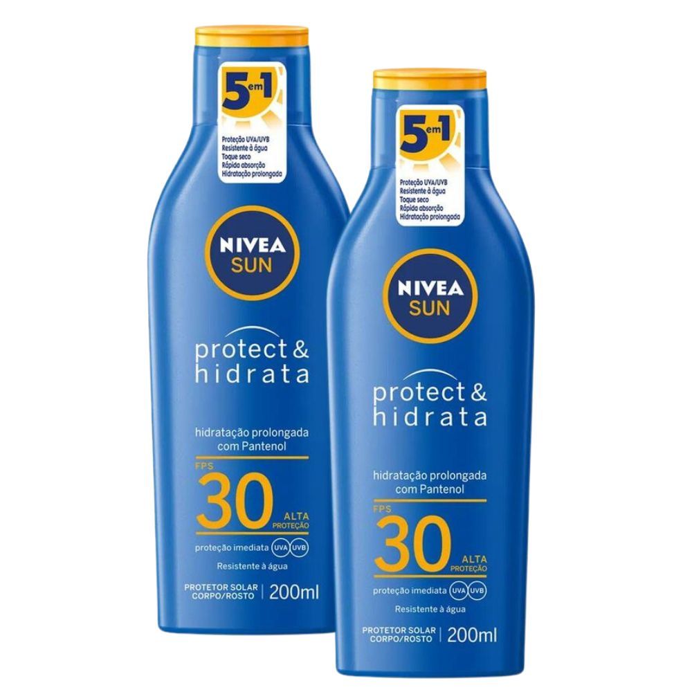 Kit 2 Protetor Solar Nivea Sun Protect & Hidrata FPS 30 Loção 200ml em Oferta na Shopee