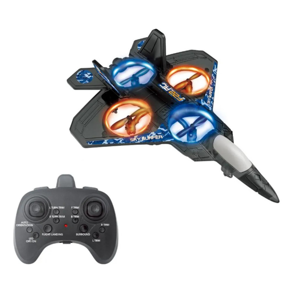 Avião Drone Controle Remoto com Luz LED Recarregável Brinquedo Voador Infantil Helicóptero RC USB